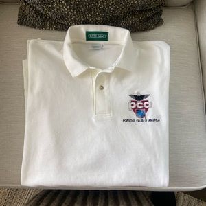 Porsche Club of America men’s white Polo Shirt; Large, cotton; NWOT